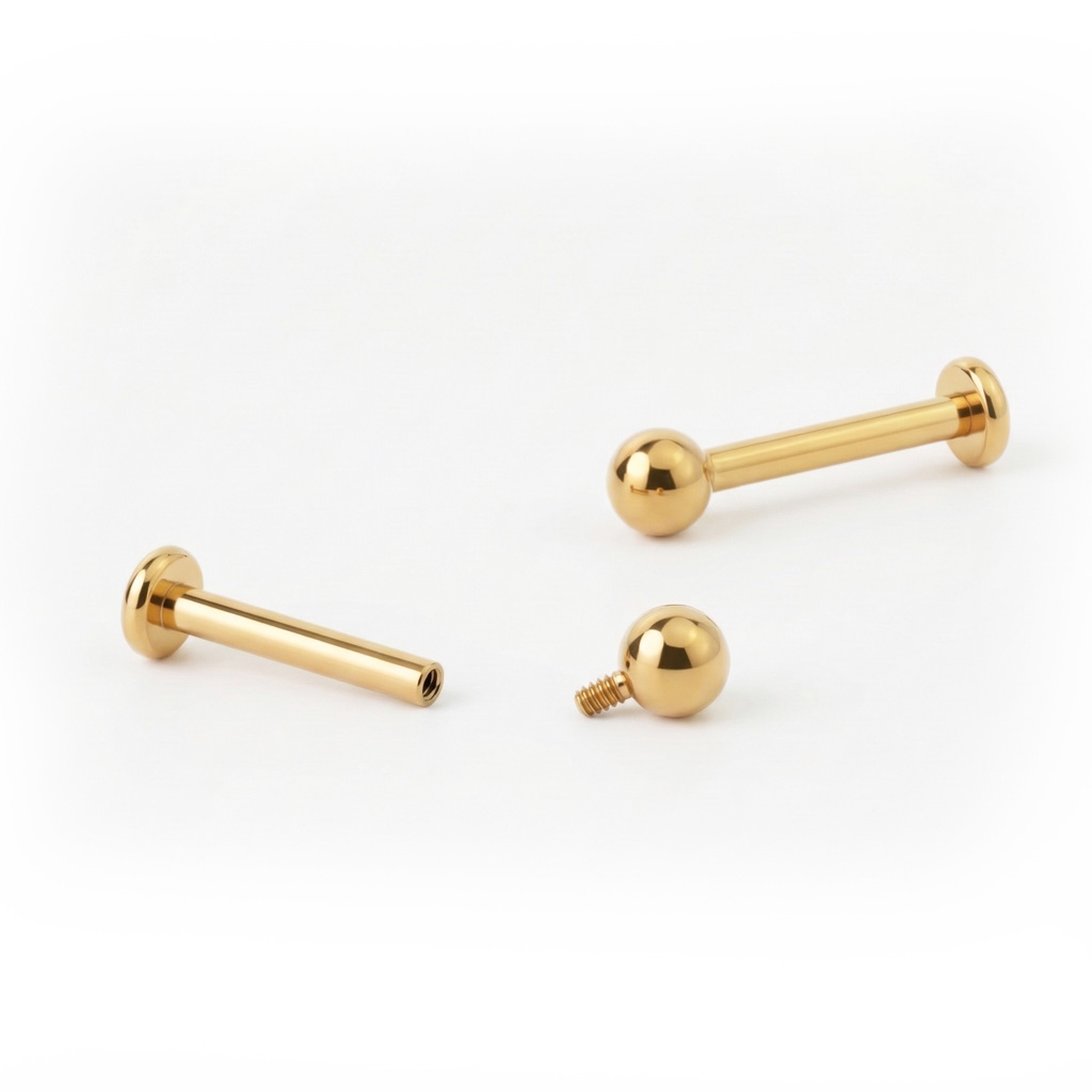 Labret van gekleurd titanium met inwendig schroefdraad