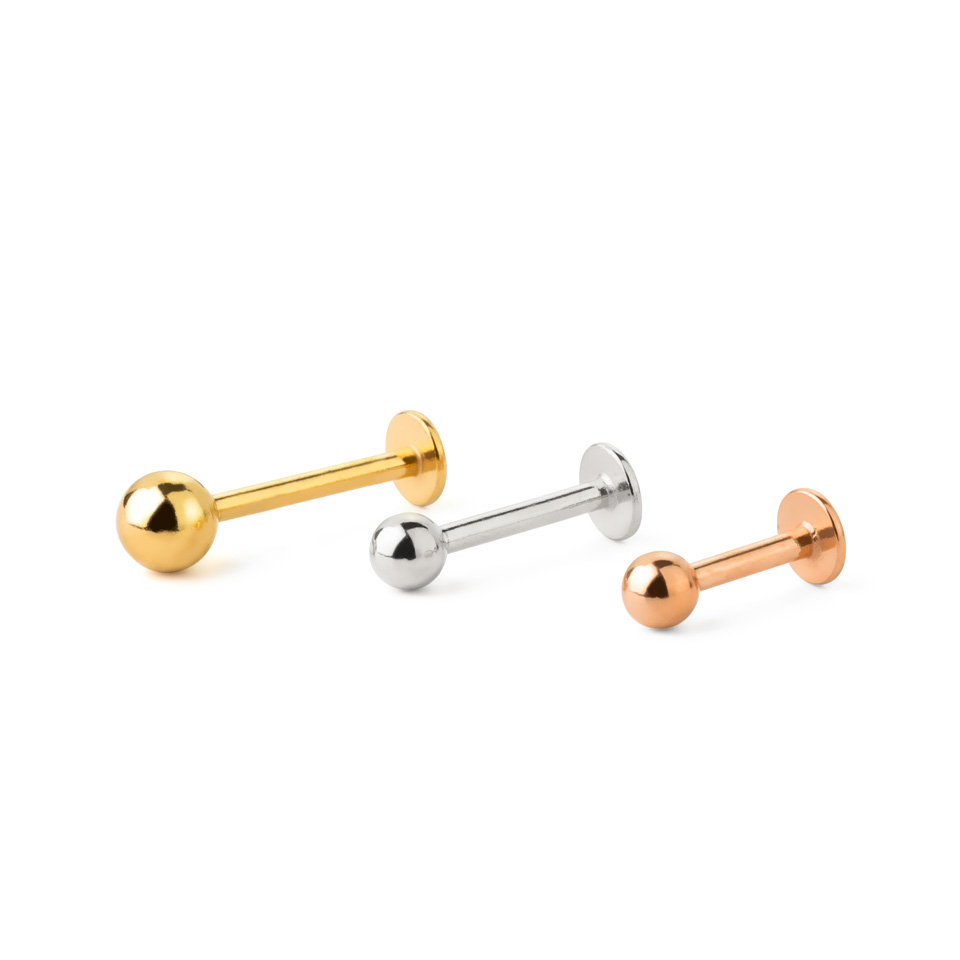 Labret van gekleurd titanium met inwendig schroefdraad