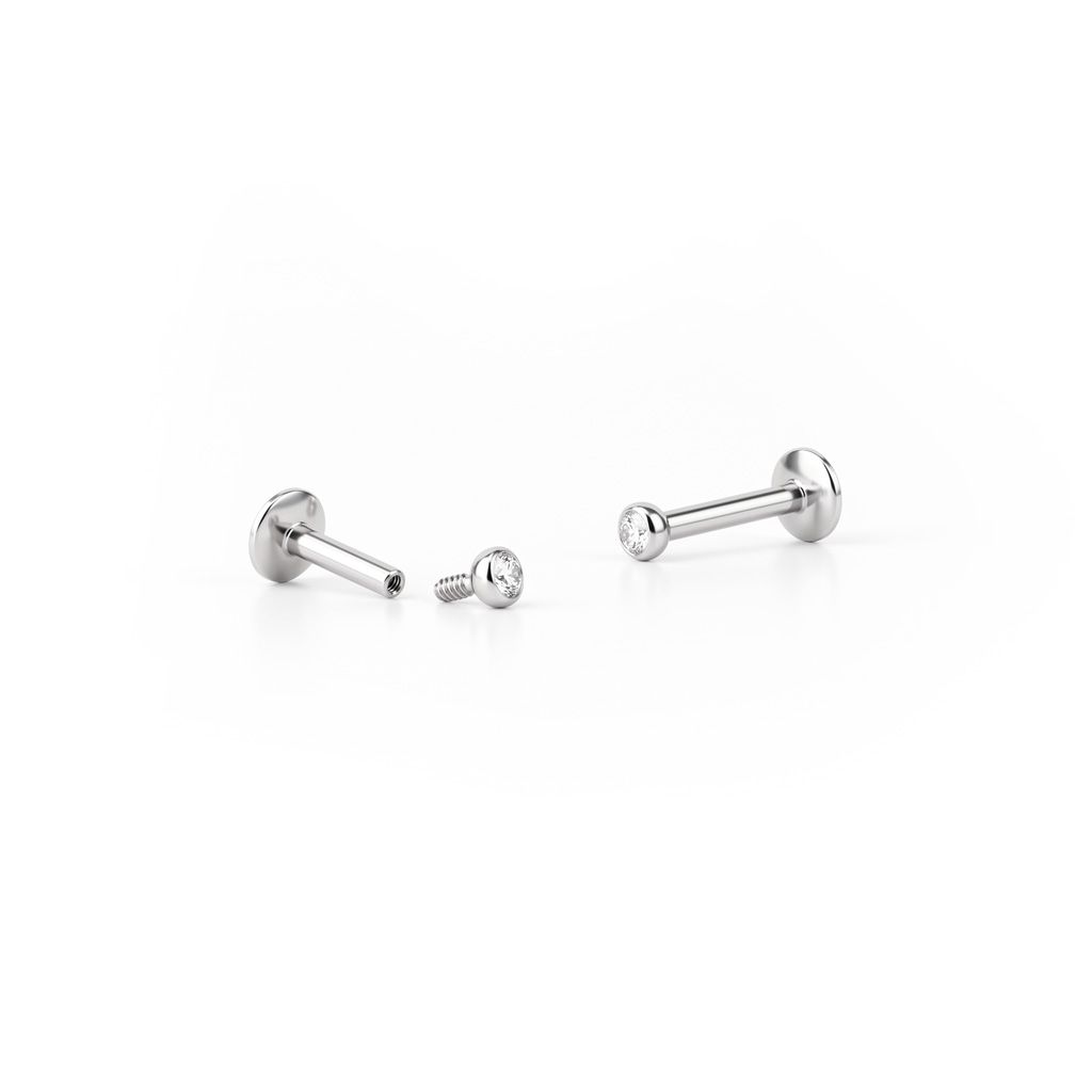 Labret met kleine stud met interne schroefdraad