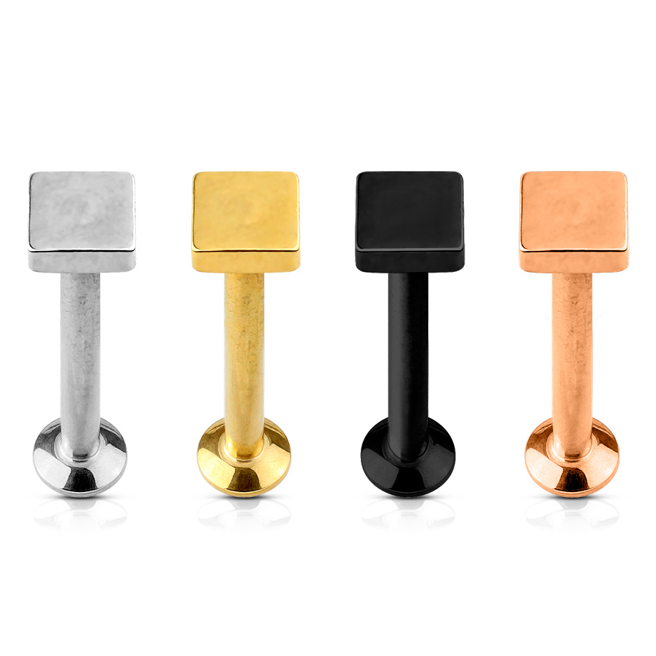 Labret met vierhoekige top en inwendig schroefdraad