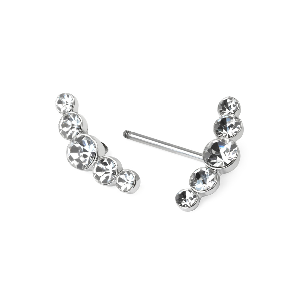 Tepelpiercing met gebogen rij stenen