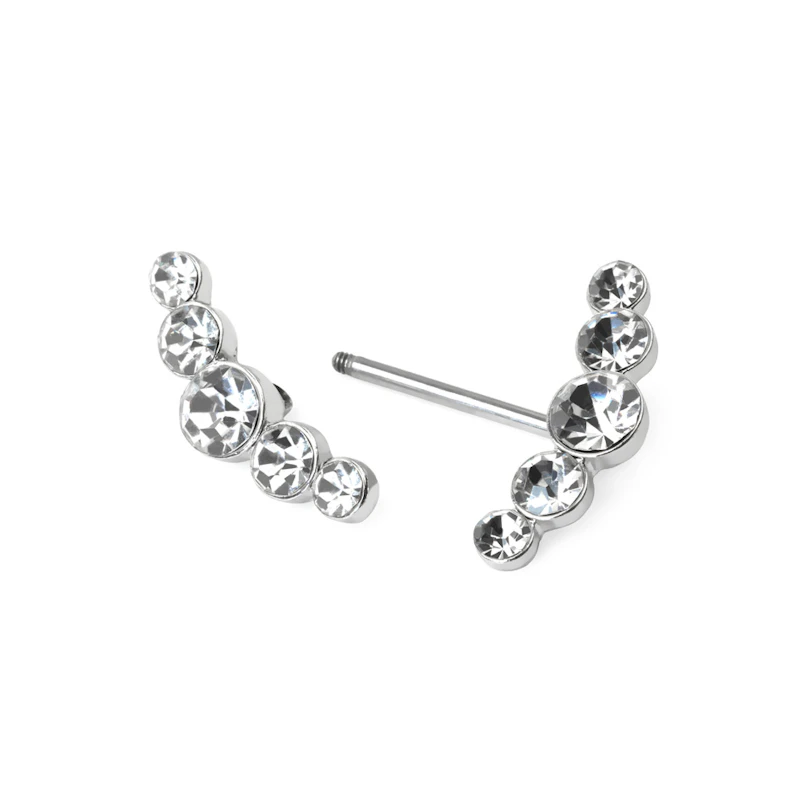 Tepelpiercing met gebogen rij stenen