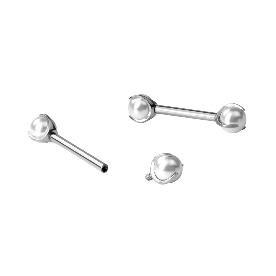 Titanium tepel barbell met parels