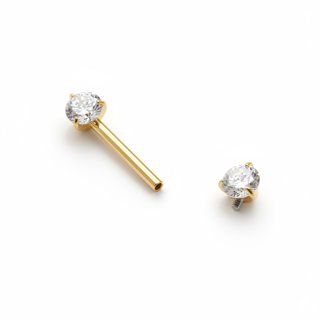 Titanium tepel barbell met steentjes