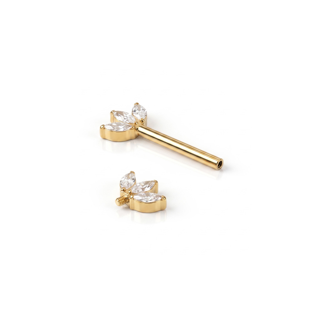 Titanium tepelbarbell met marquise-geslepen steentjes