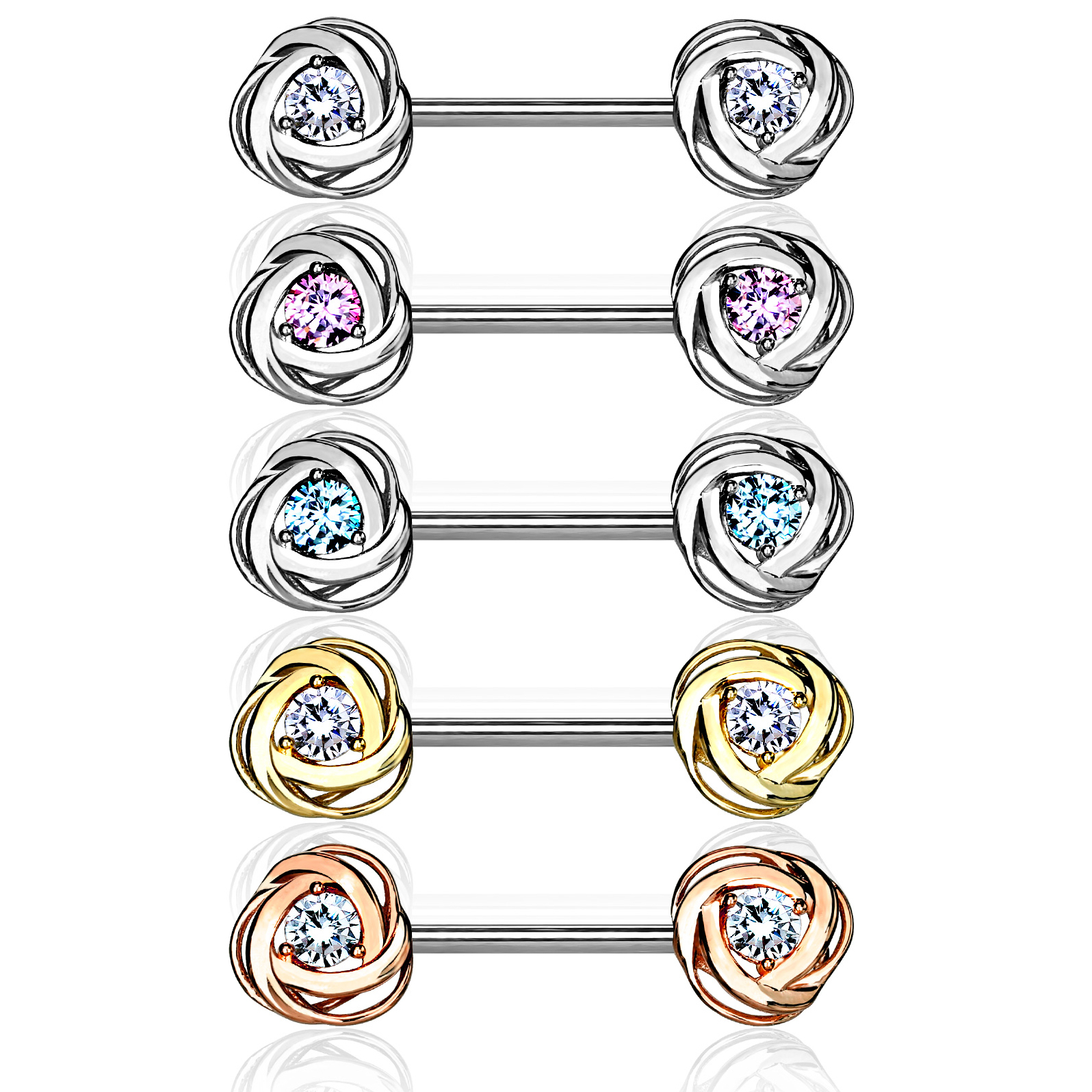 Tepelpiercing met rozen en steentjes