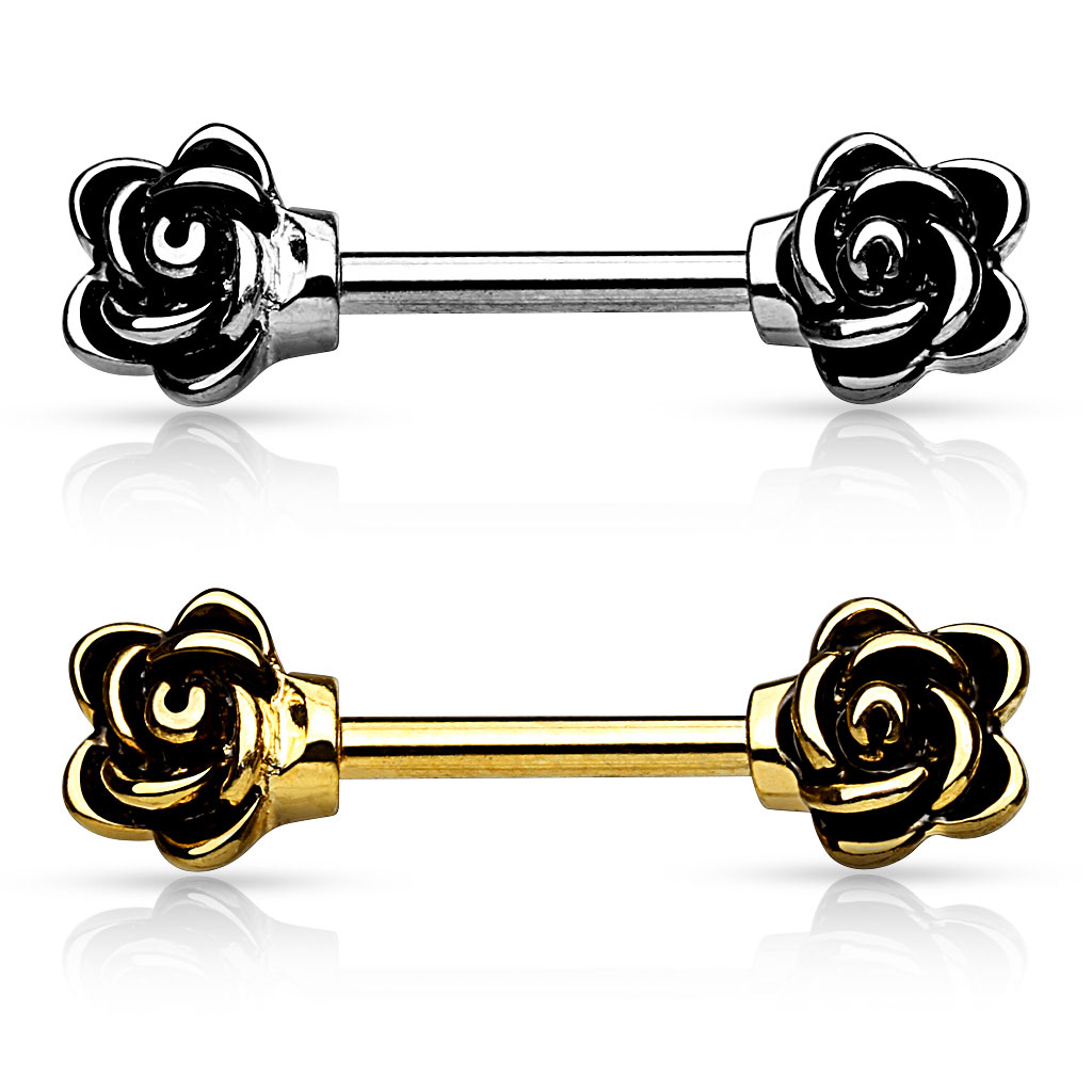 Tepelpiercing met rozen