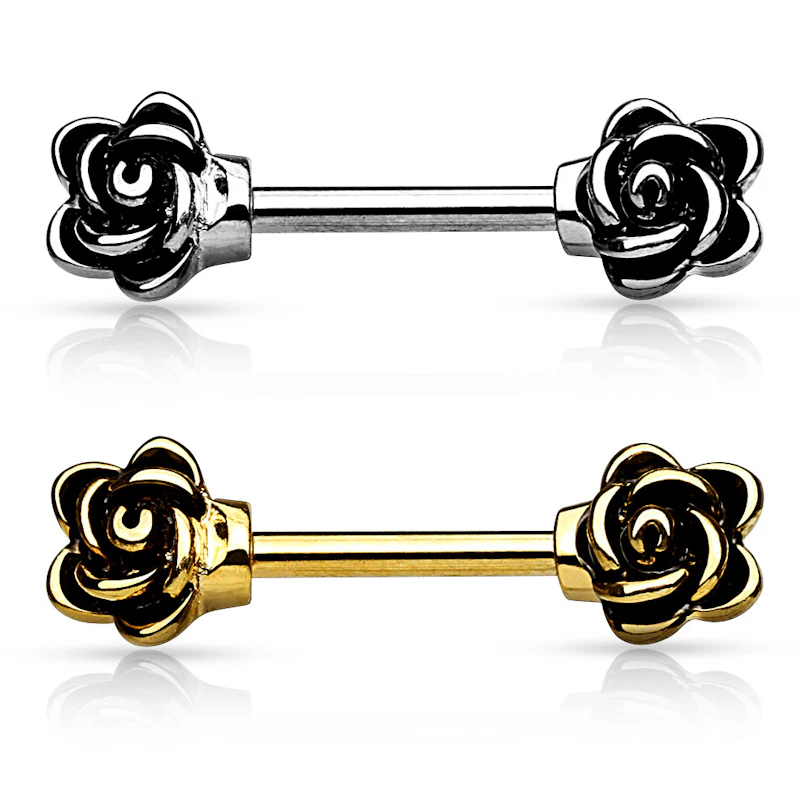 Tepelpiercing met rozen