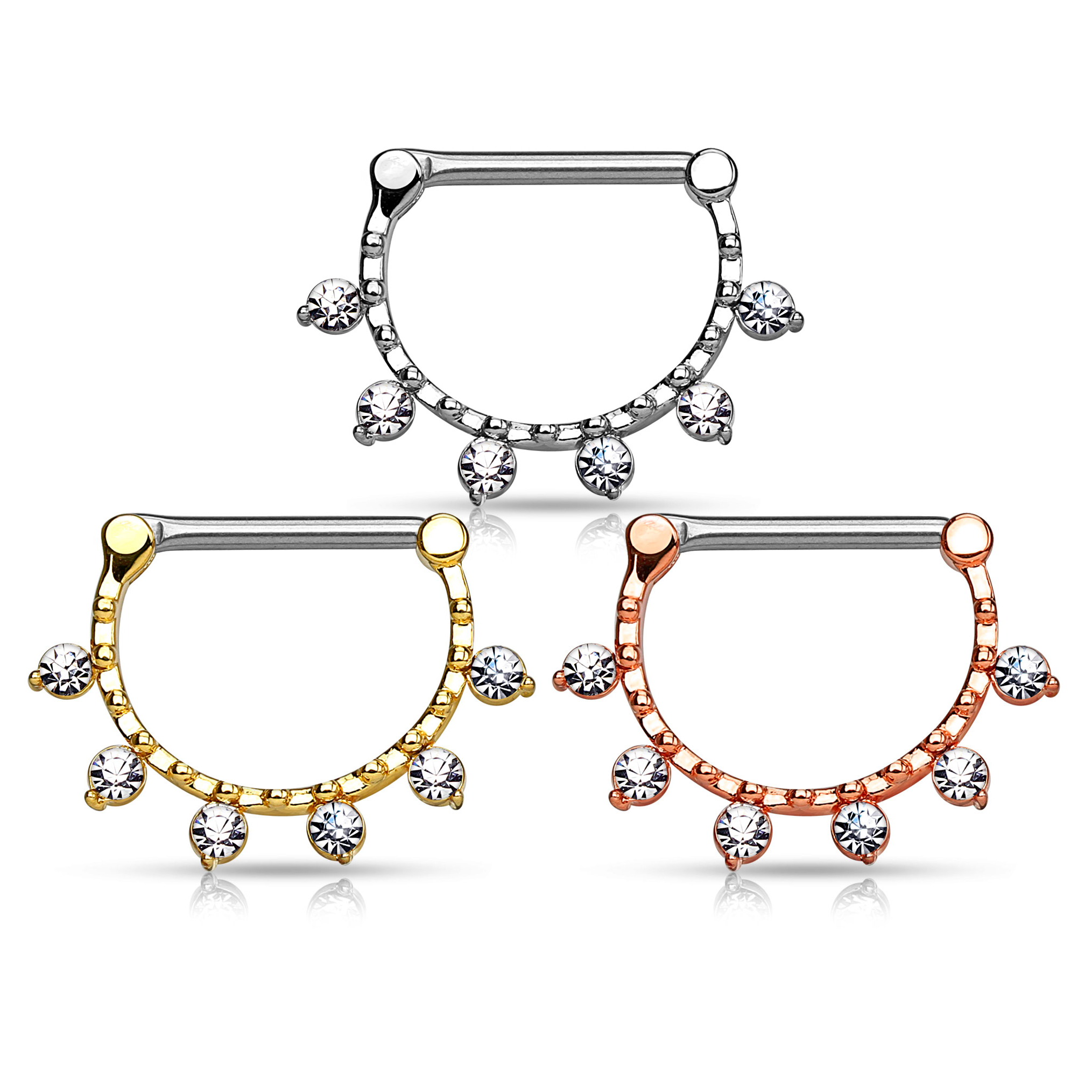 Tepelclicker met zes transparante stenen