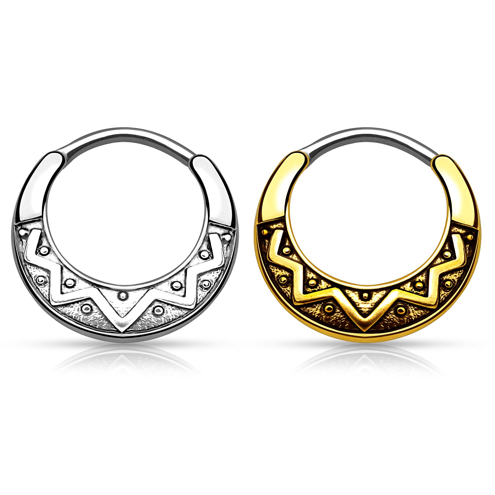 Septumpiercing met aztekendesign