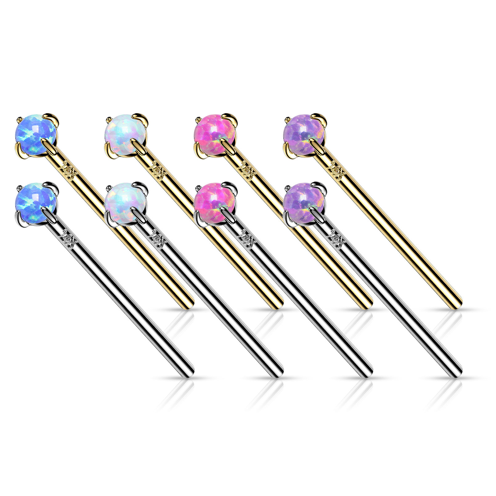 Fish Tail neuspiercing van 14 karaats goud met opaalsteen