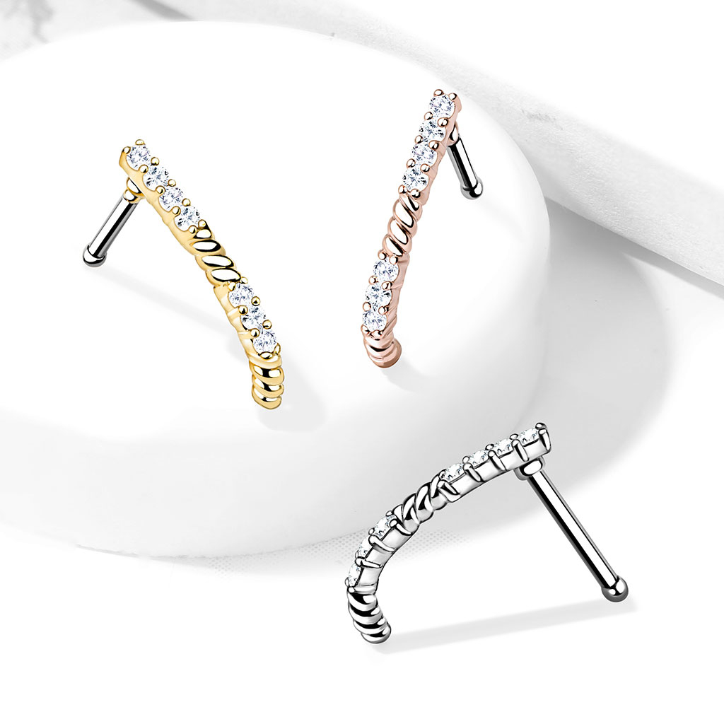 Neusstaafje met steentjes in drie verbluffende kleuren