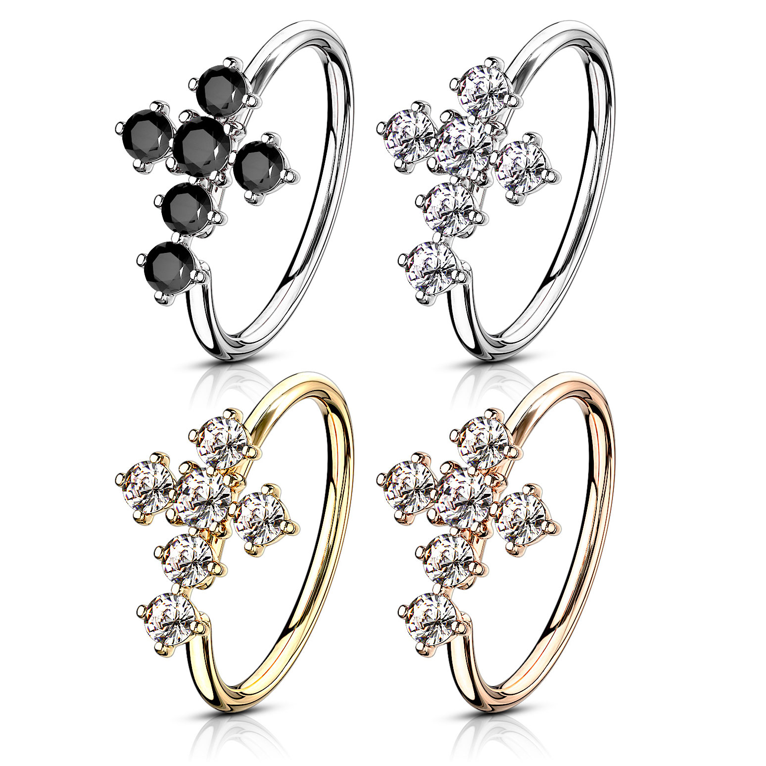 Ring met kruis uit steentjes