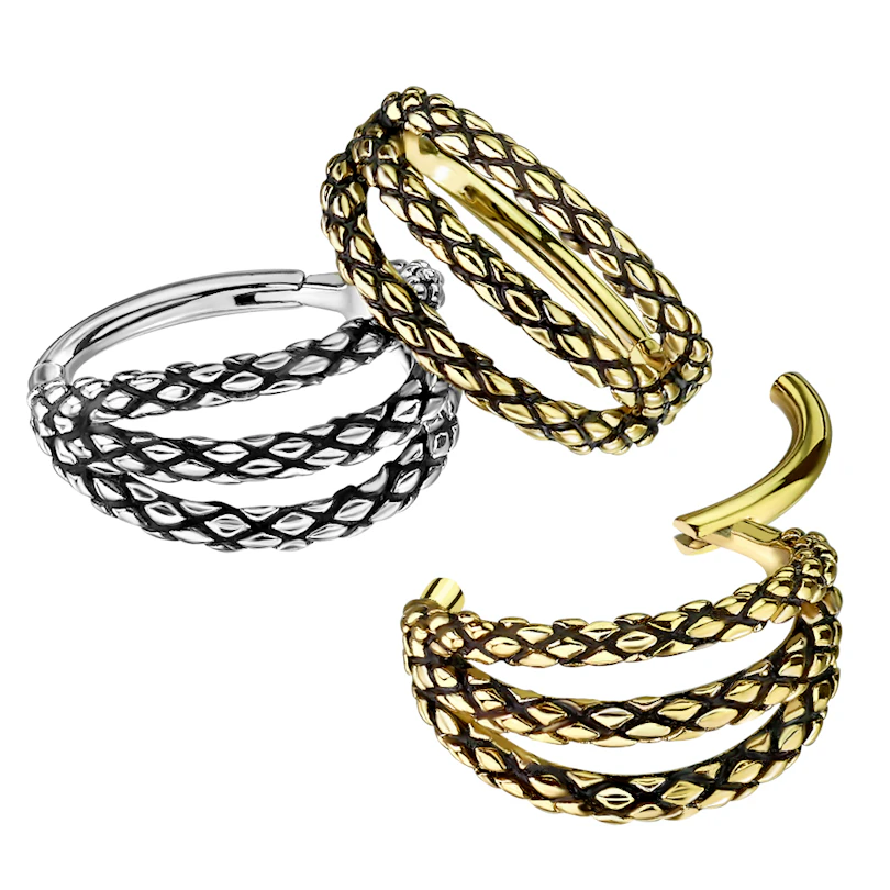 Drievoudige scharnierende ring met snakeskin design