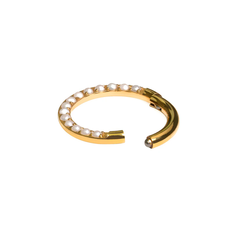 Titanium ring met parels