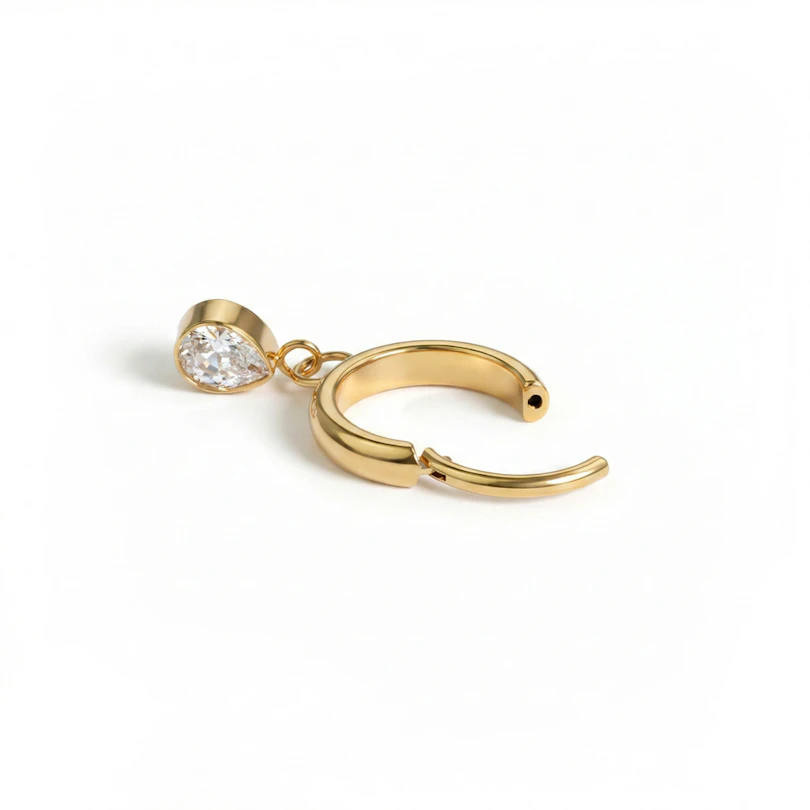 Titanium ring met traanvormige bedel