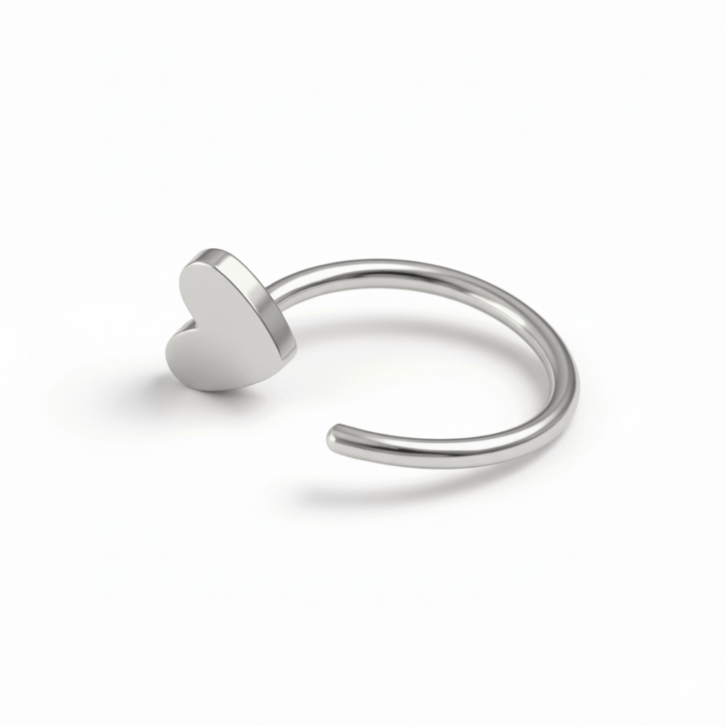 Hartvormige open ring uit titanium