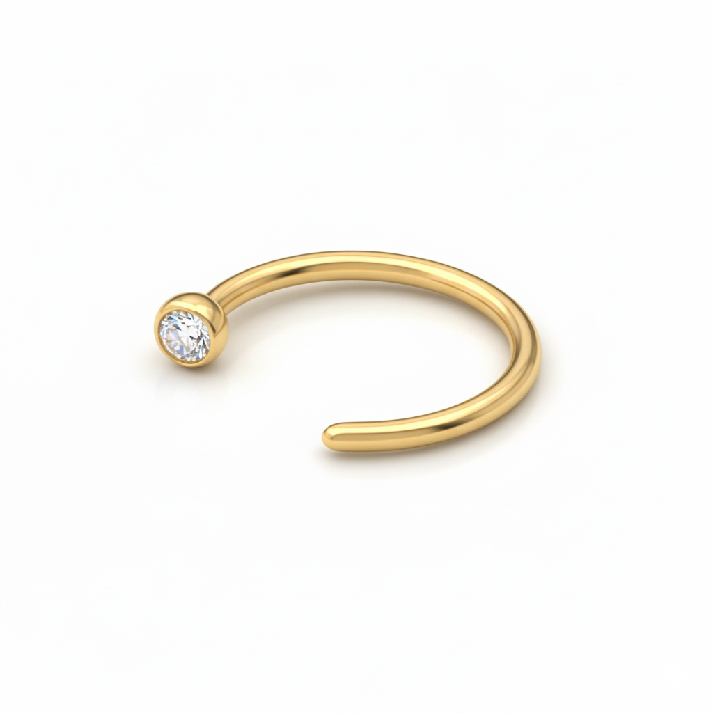 Open ring uit titanium met edelsteen
