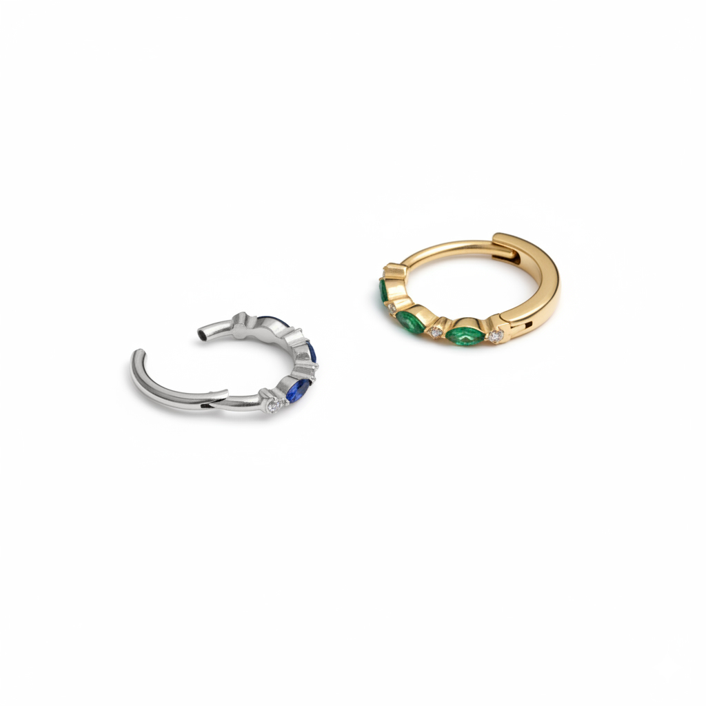 Titanium ring met gekleurde steentjes