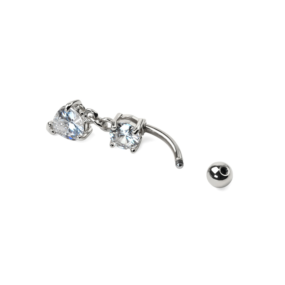 Navelpiercing met hartsteen-hanger