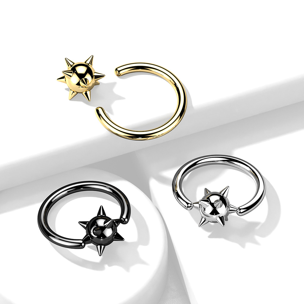 Captive bead ring met balletje met spikes