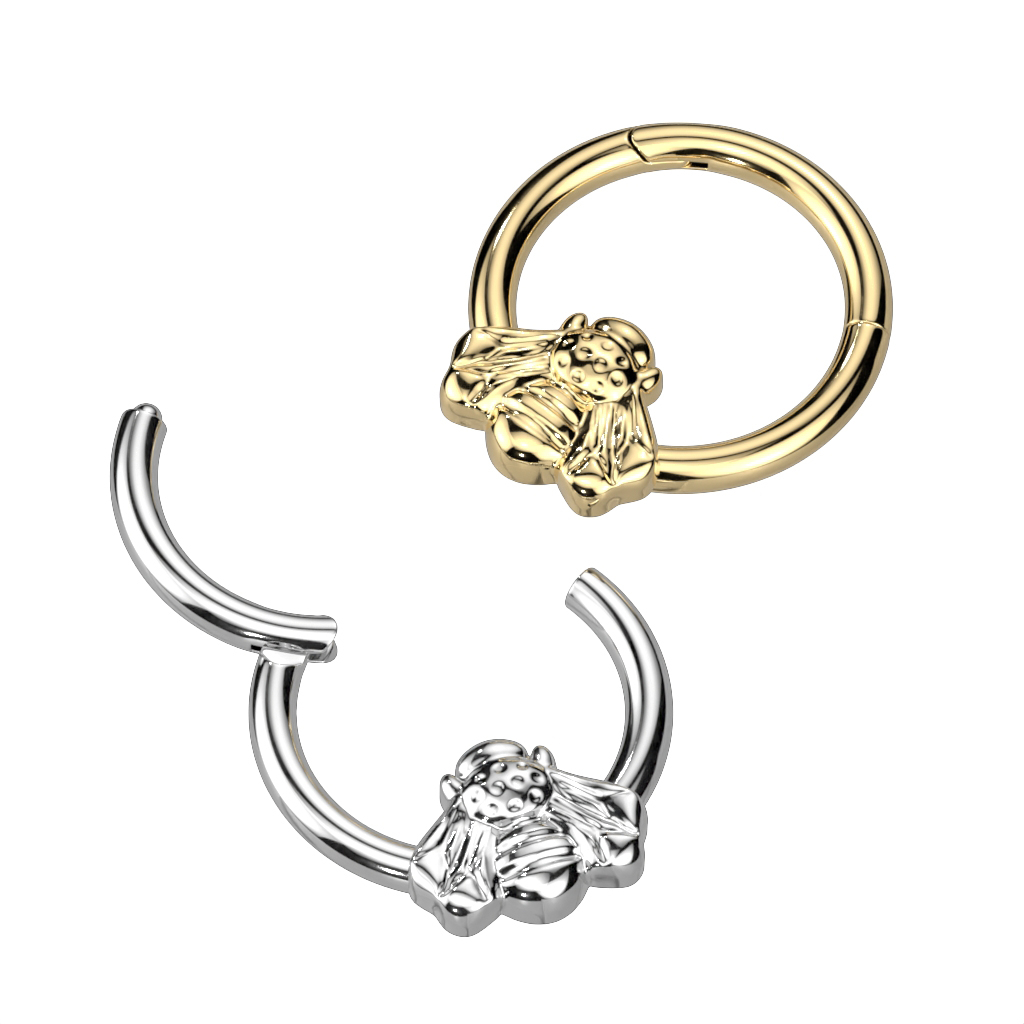 Gesloten ring uit titanium met naar voren gerichte bij