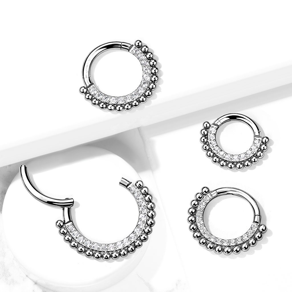 Titanium ring met scharnier en kraaltjes